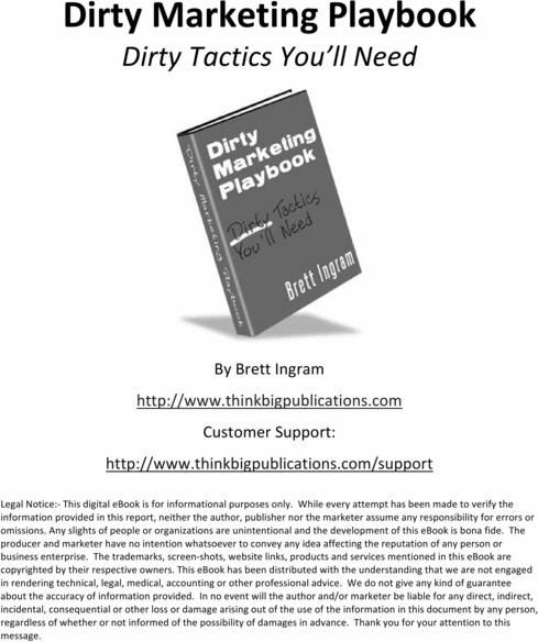 Product picture Dirty Marketing Palybook-Make More Money From Your Website